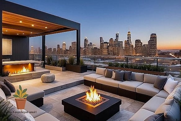 17 Rooftop Terrace Ideas That Will Transform Your Space 8 Add a Fire Feature