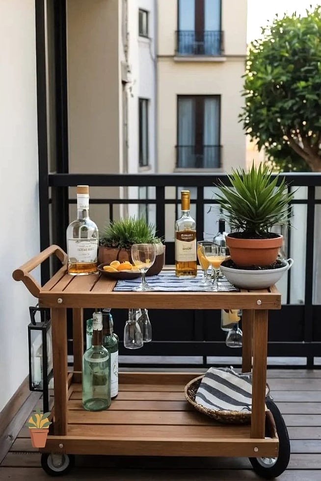 7 Creative Outdoor Balcony Ideas Ideas You Haven't Seen Before 5 A Balcony Bar Cart Instead of a Full Dining Set