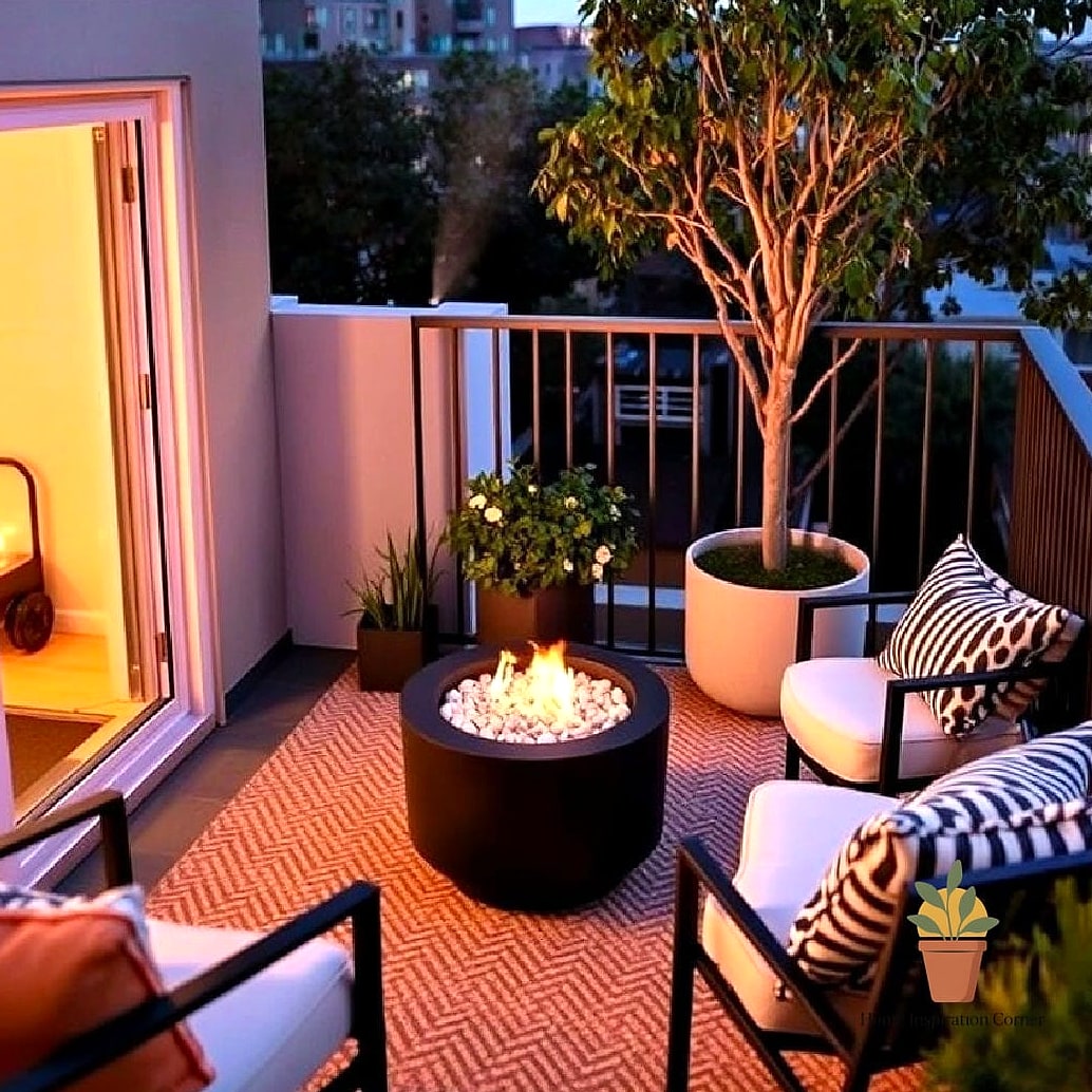 Balcony Fire Pit Alternative with Fire Bowl