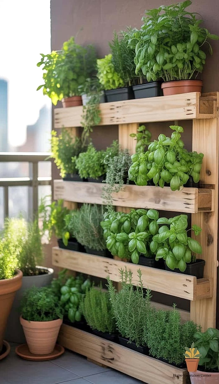 Balcony Herb Wall with Chalkboard Labels