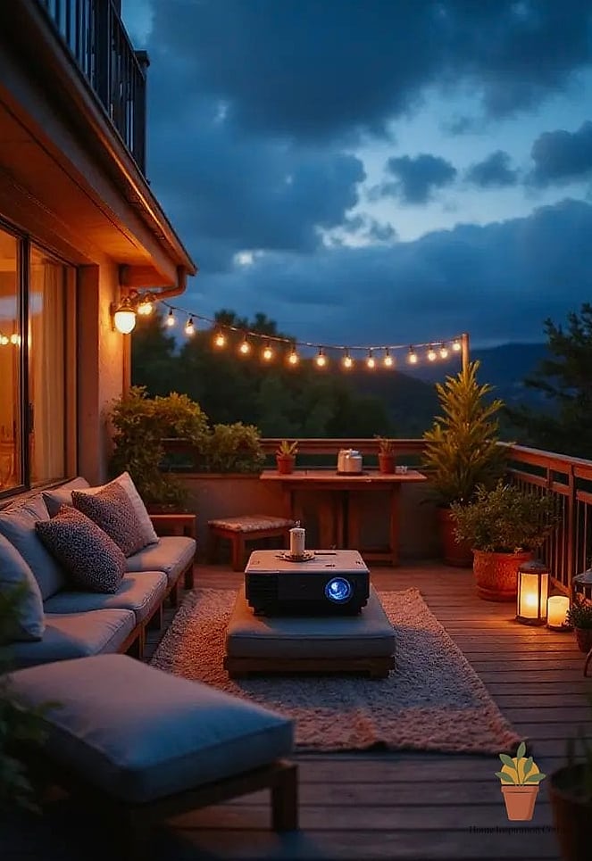 Balcony Movie Night Setup