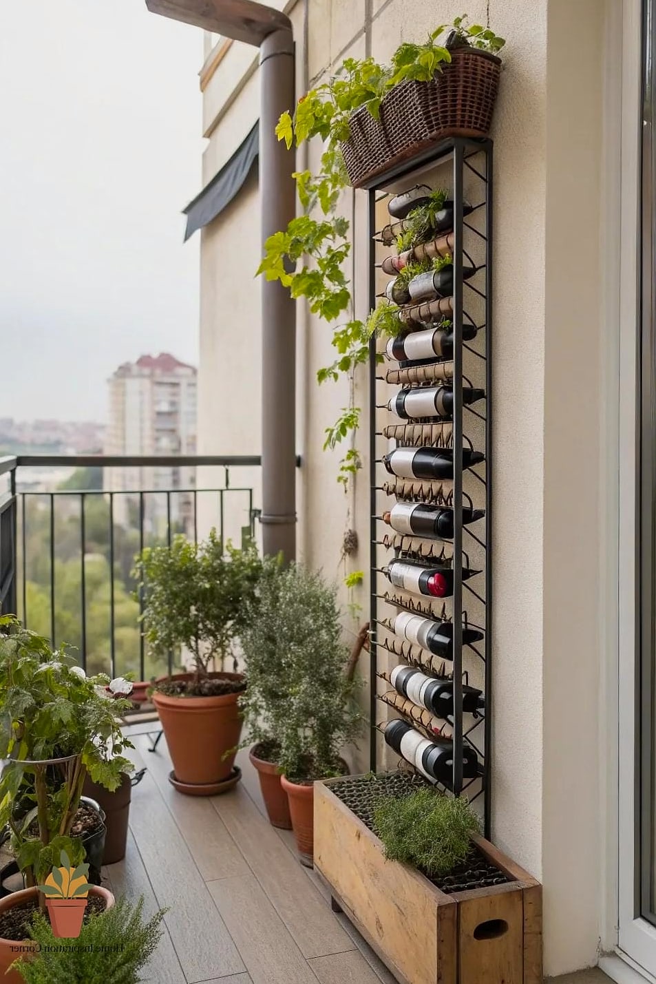 Balcony with Vertical Wine or Drink Bar