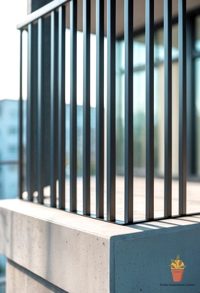 Bare Concrete Balcony to Grill with Integrated Planter Boxes