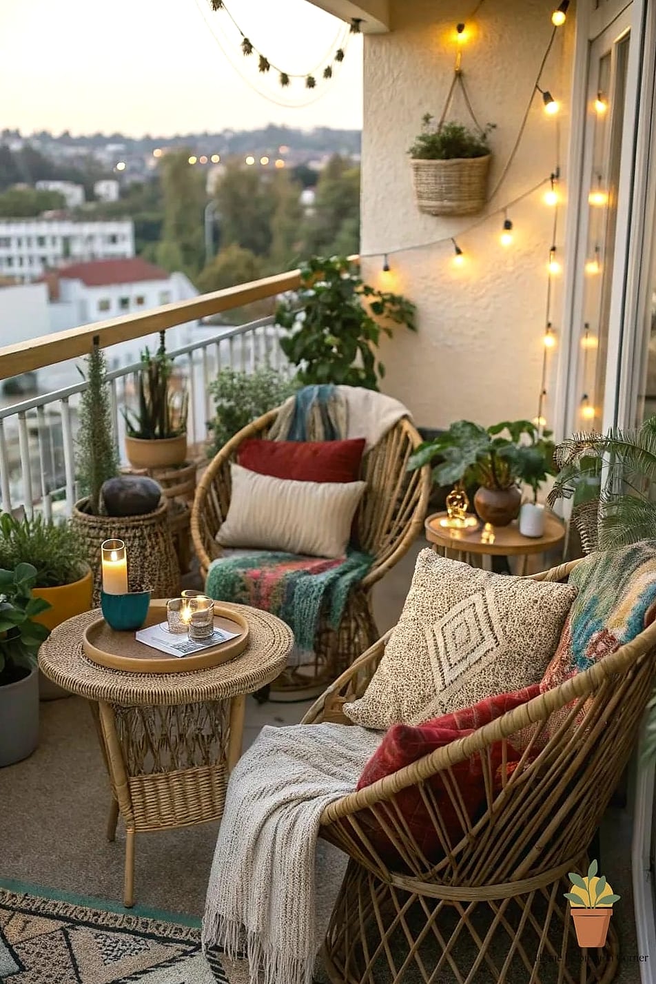 15 Balcony Bar Ideas From Homes We Absolutely Love 8 The Boho Rattan Bar Nook