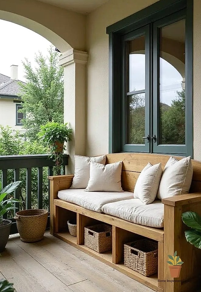 Built-In Bench with Hidden Storage Underneath