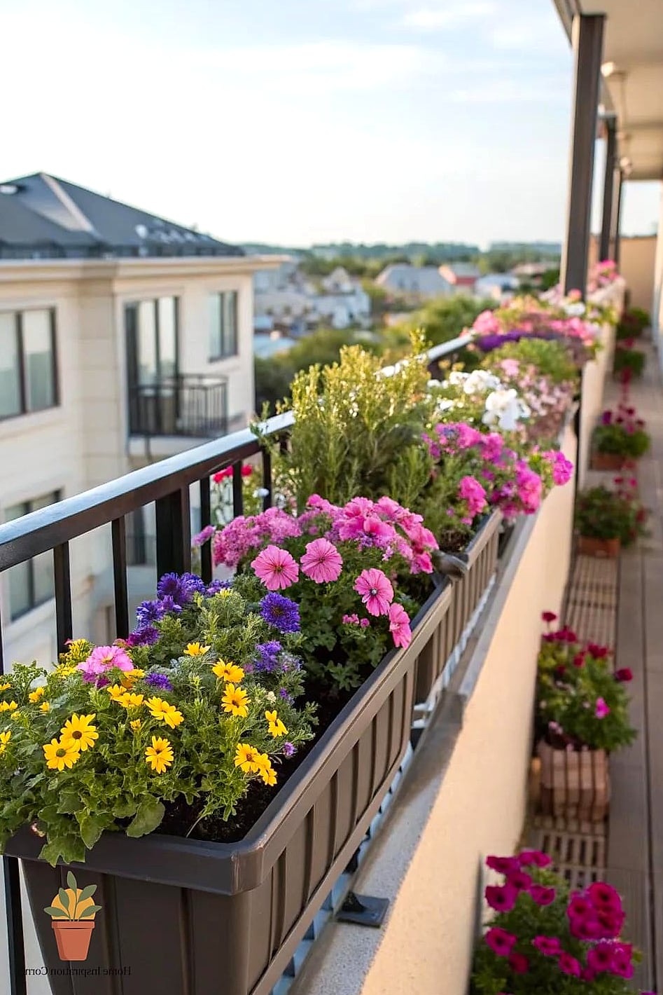 A Built-In Planter Ledge Along the Railing