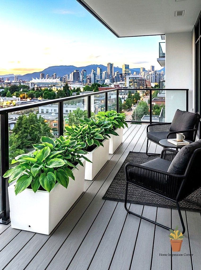 Built-In Planter Boxes Along the Edge