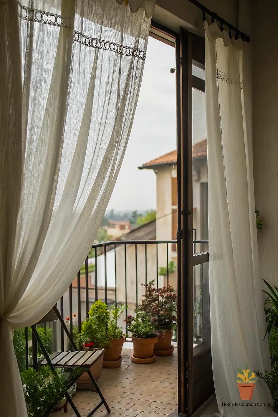13 Small Balcony Decor Ideas From Homes We Absolutely Love 7 Café Curtains or a Privacy Screen