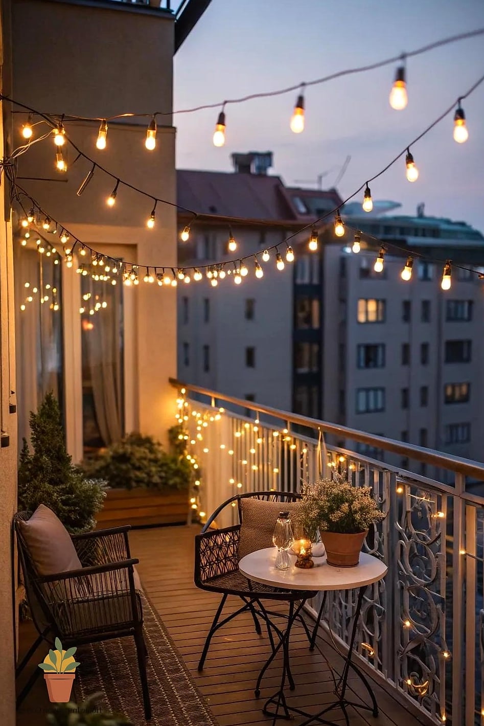 Café-Style String Lights on a Zigzag Pattern