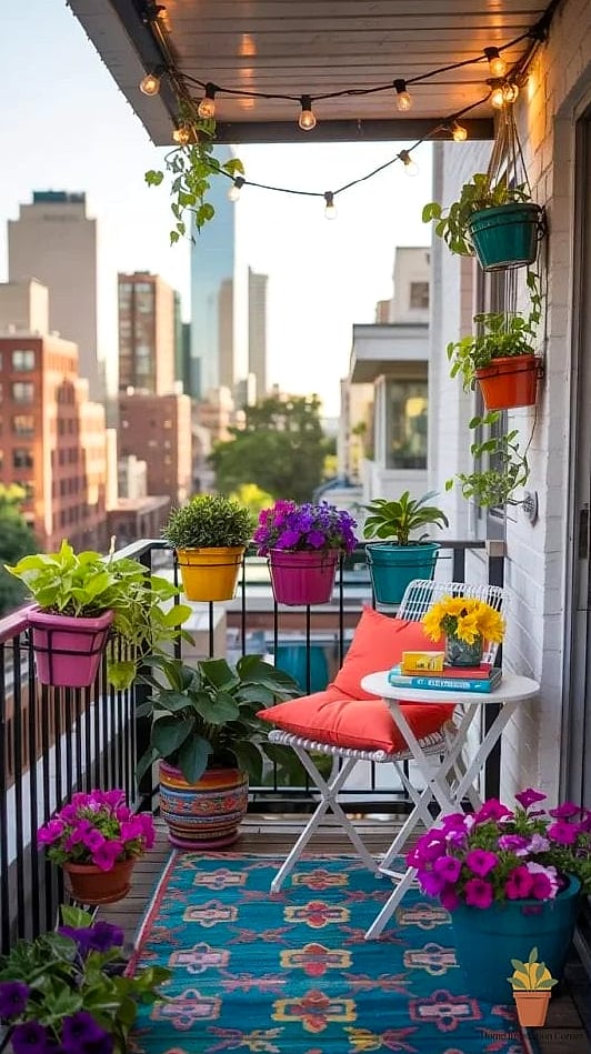20 Small Balcony Looks We're Obsessed With This Year 17 Colorful Maximalist Statement