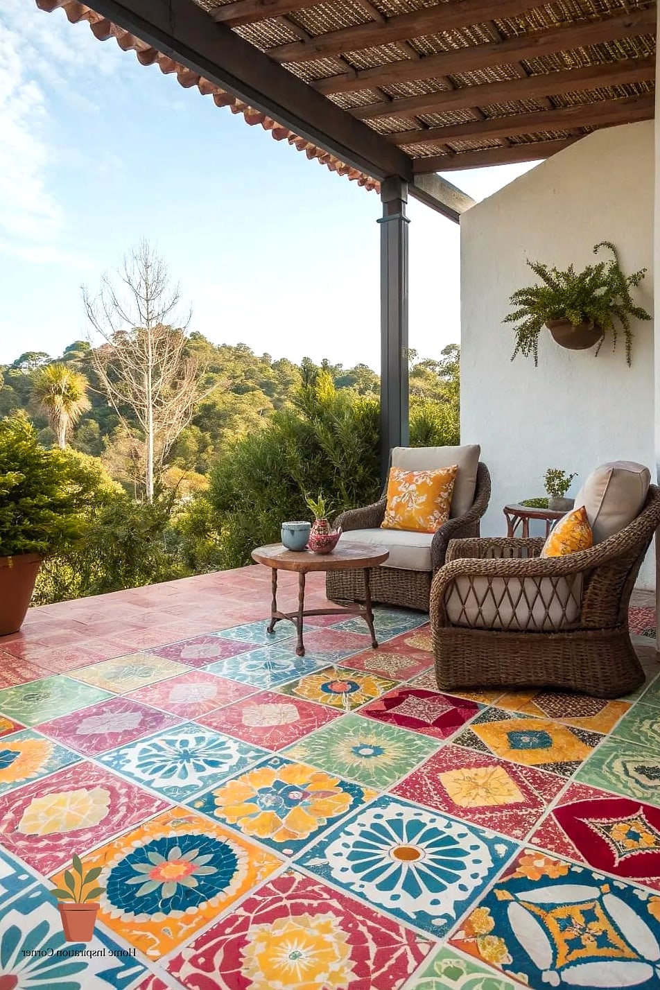 20 Stunning House Balcony Ideas for Every Budget 11 Colorful Tile Flooring Overlay