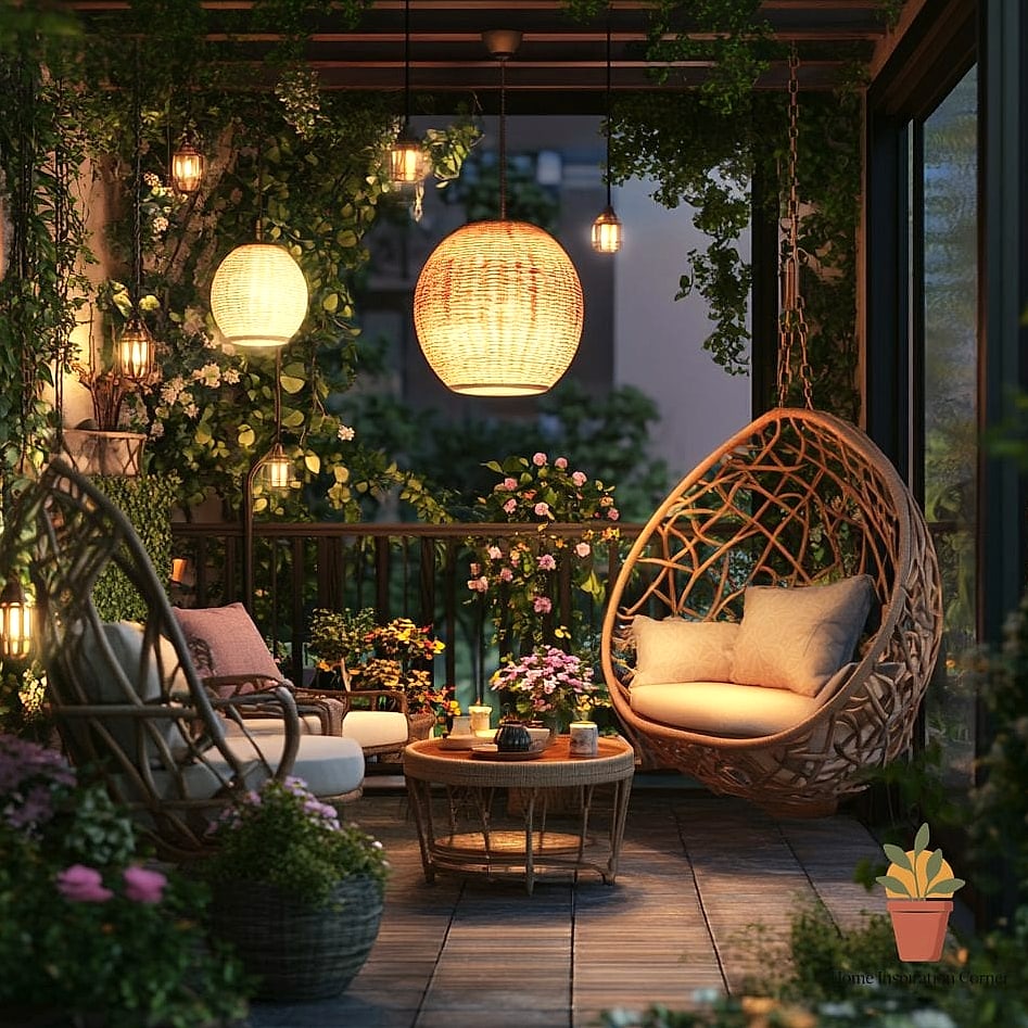 Cottagecore Balcony with Climbing Vines