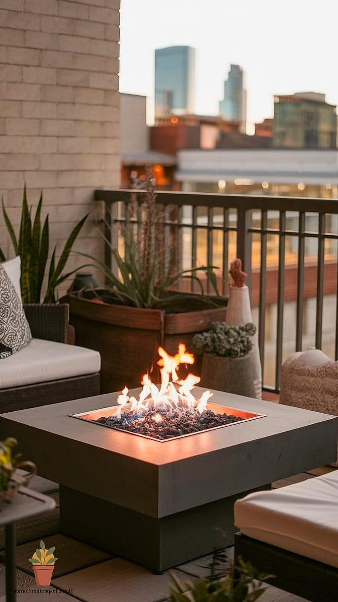 A Cozy Firepit Alternative with a Flame-Effect Lamp
