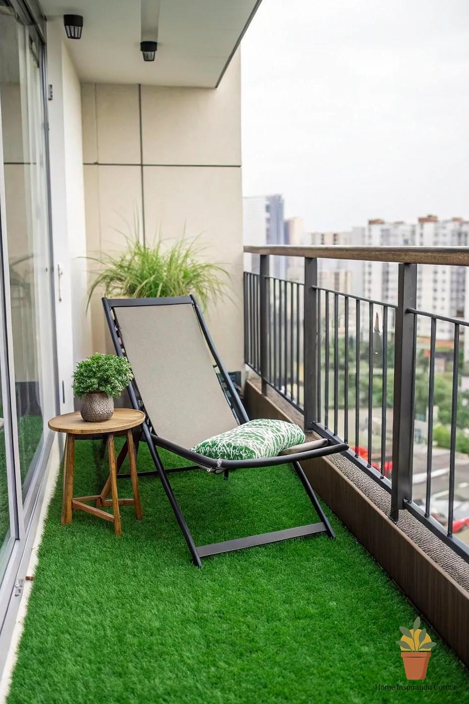 13 Small Balcony Decor Ideas From Homes We Absolutely Love 13 Faux Grass or Decking Tiles Underfoot