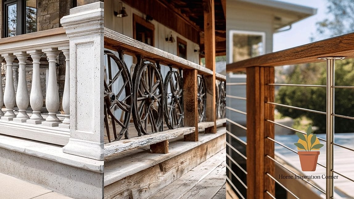 Faux Stone Base With Metal Rail