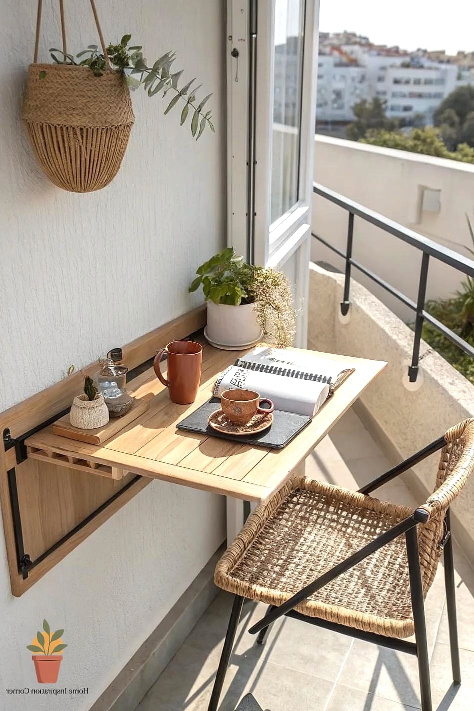 12 Narrow Balcony Ideas to Upgrade Your Home This Weekend 2 Fold-Down Wall Table for Instant Dining