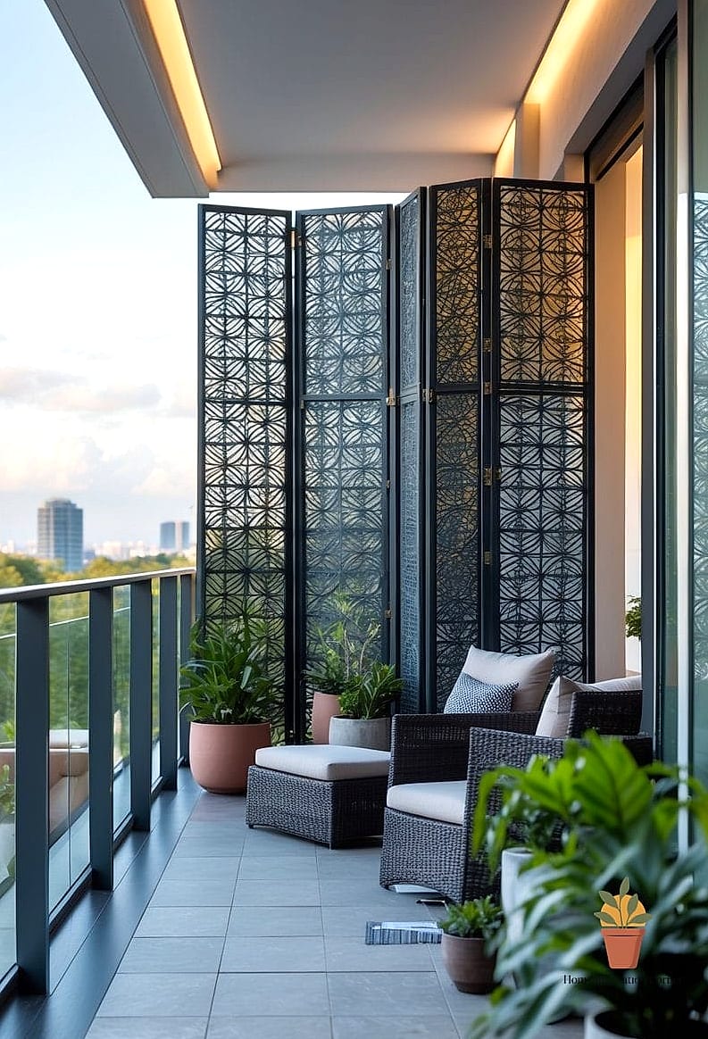 12 Narrow Balcony Ideas to Upgrade Your Home This Weekend 13 A Folding Privacy Screen for Extra Comfort