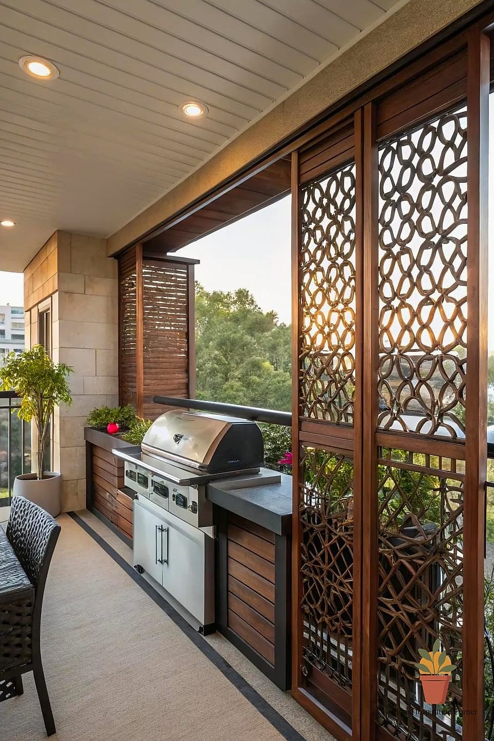 Full Privacy Screen with Integrated Planter Boxes