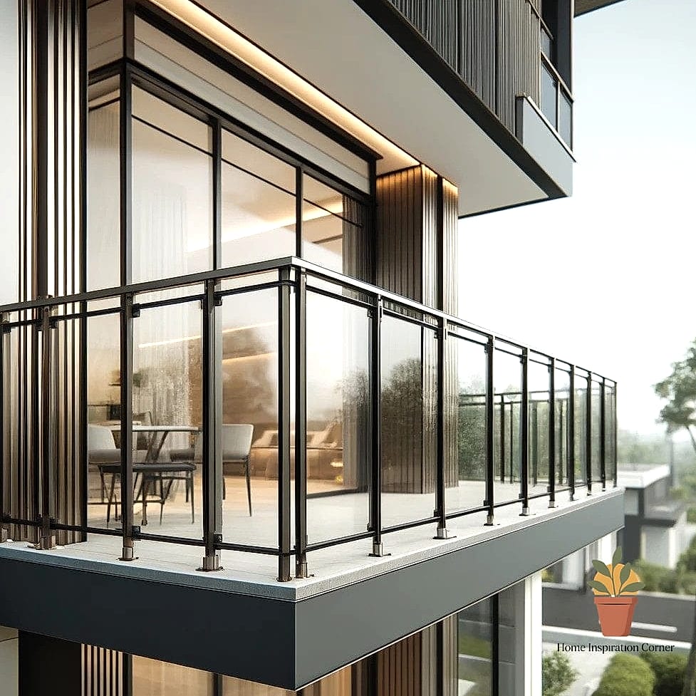 21 Glass Railing Balcony Looks We're Obsessed With This Year 18 Glass Panels with a Matte Black Base Shoe