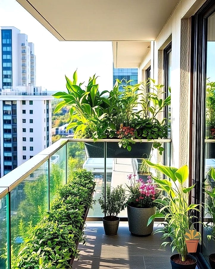 Glass Railing with Integrated Planter Boxes