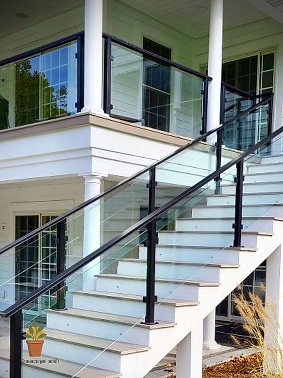 21 Glass Railing Balcony Looks We're Obsessed With This Year 20 Glass Railings Paired with Cable Handrail Accents