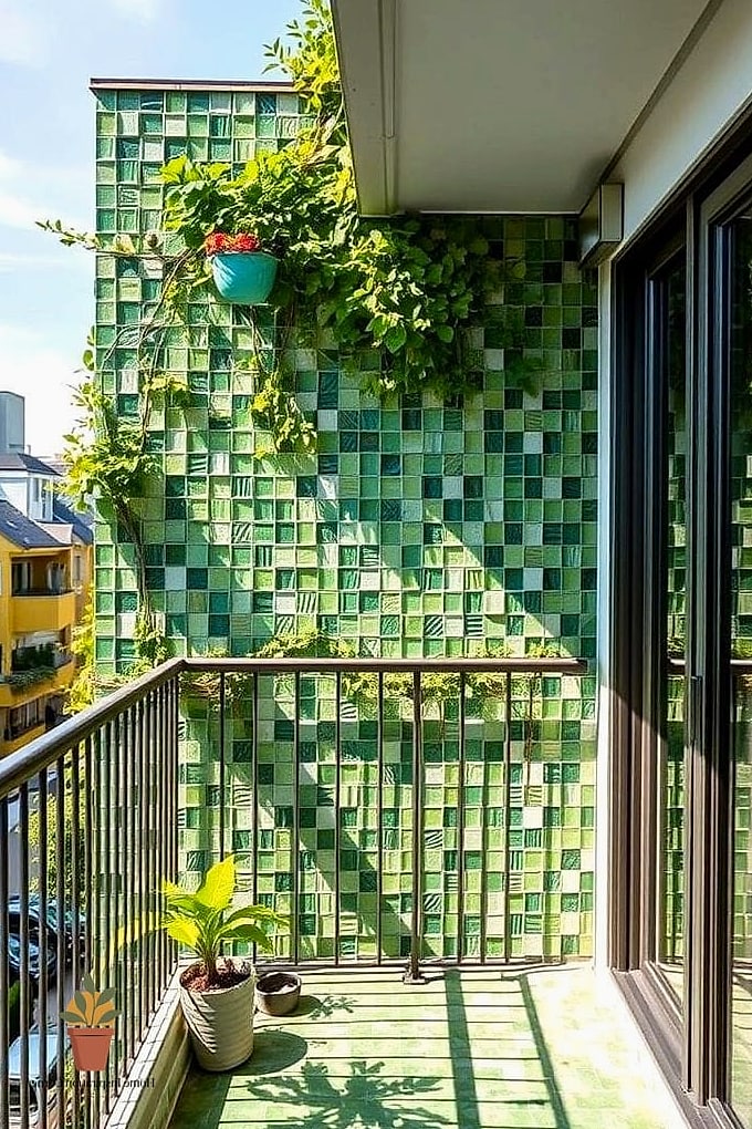 18 Balcony Tiles Ideas That Will Transform Your Space 14 Green Mosaic Tiles