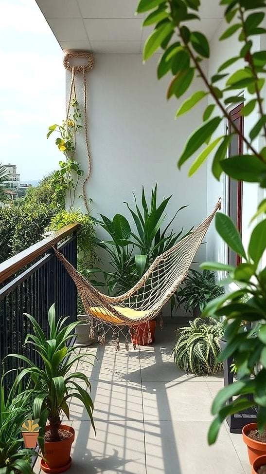 7 Creative Outdoor Balcony Ideas Ideas You Haven't Seen Before 6 A Hammock Chair Anchored to a Ceiling Hook