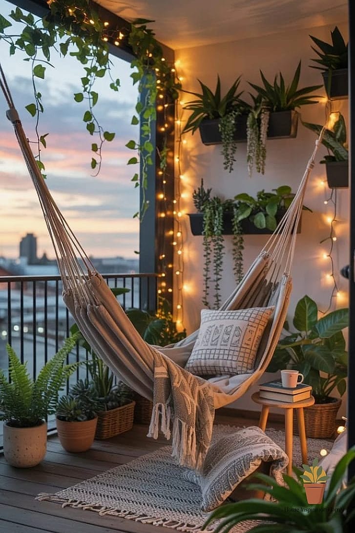 20 Stunning House Balcony Ideas for Every Budget 13 Hammock Corner