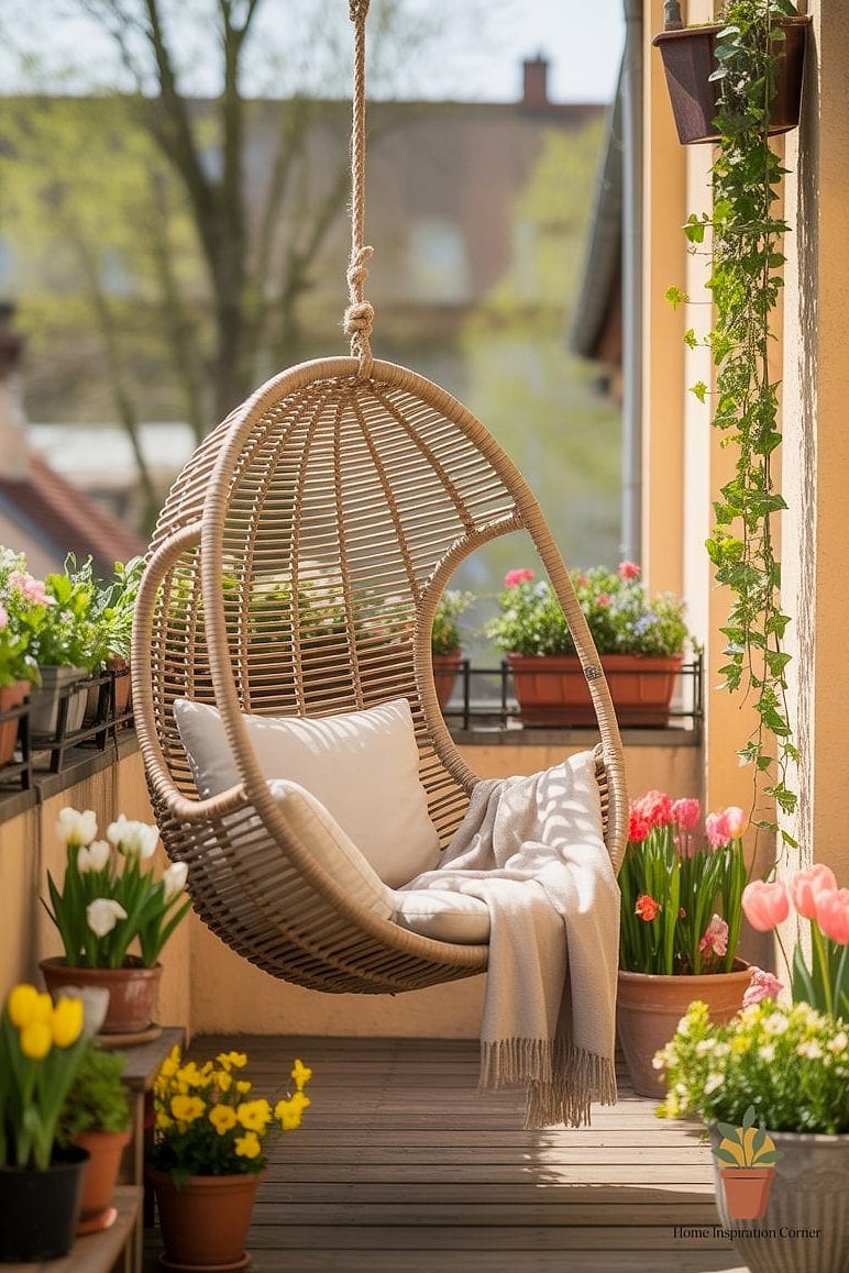 A Hanging Egg Chair Instead of Regular Seating