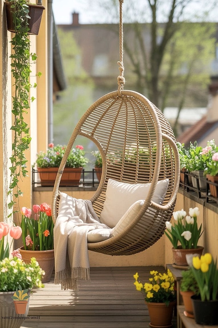 10 Creative Balcony Ideas House Ideas You Haven't Seen Before 5 A Hanging Egg Chair Suspended from a Reinforced Beam