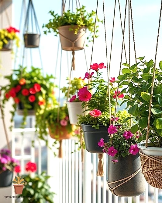Hanging Planters from the Railing