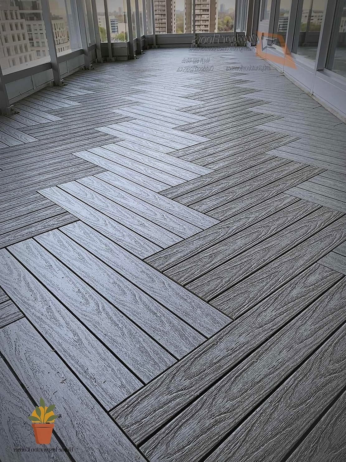 18 Balcony Tiles Ideas That Will Transform Your Space 12 Herringbone Wood-Look Tile