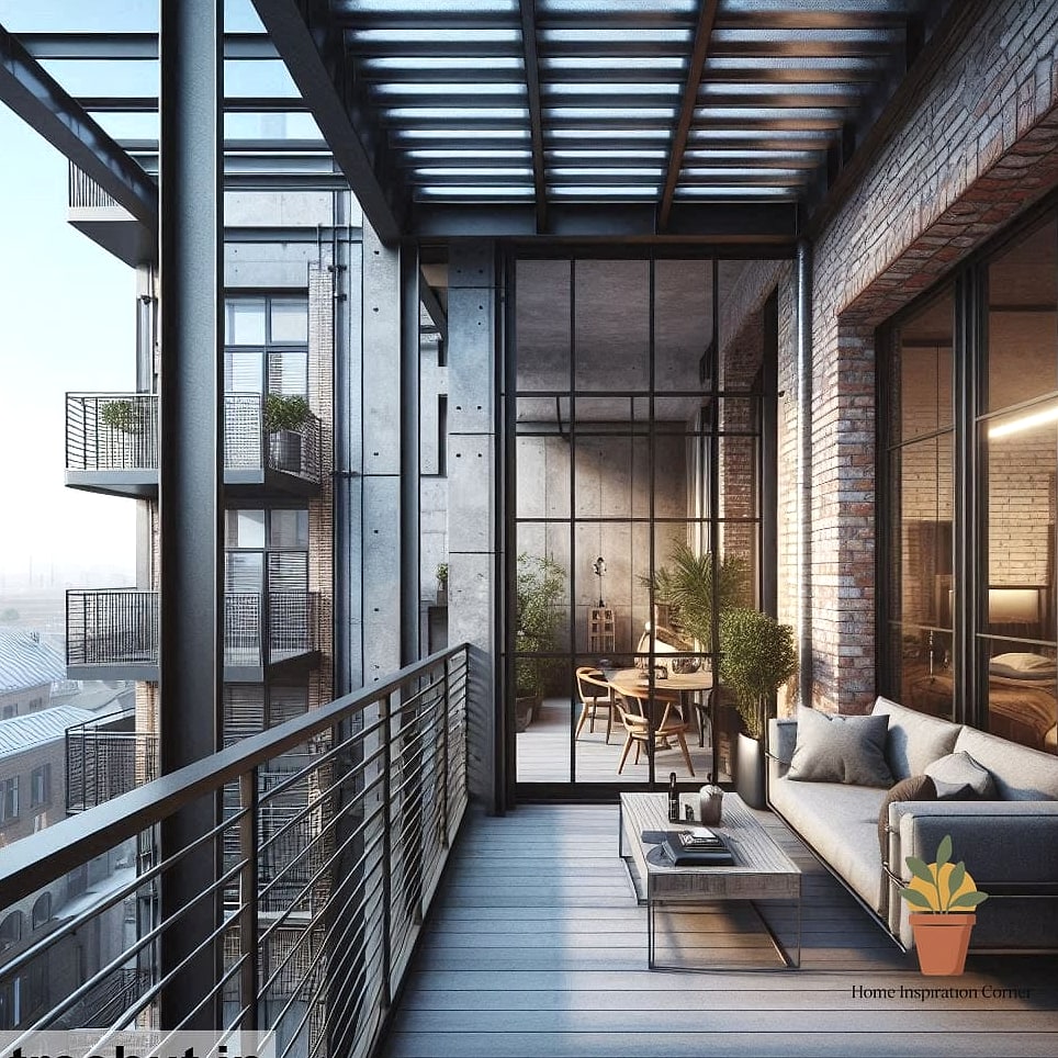 Industrial Loft Balcony with Metal Accents