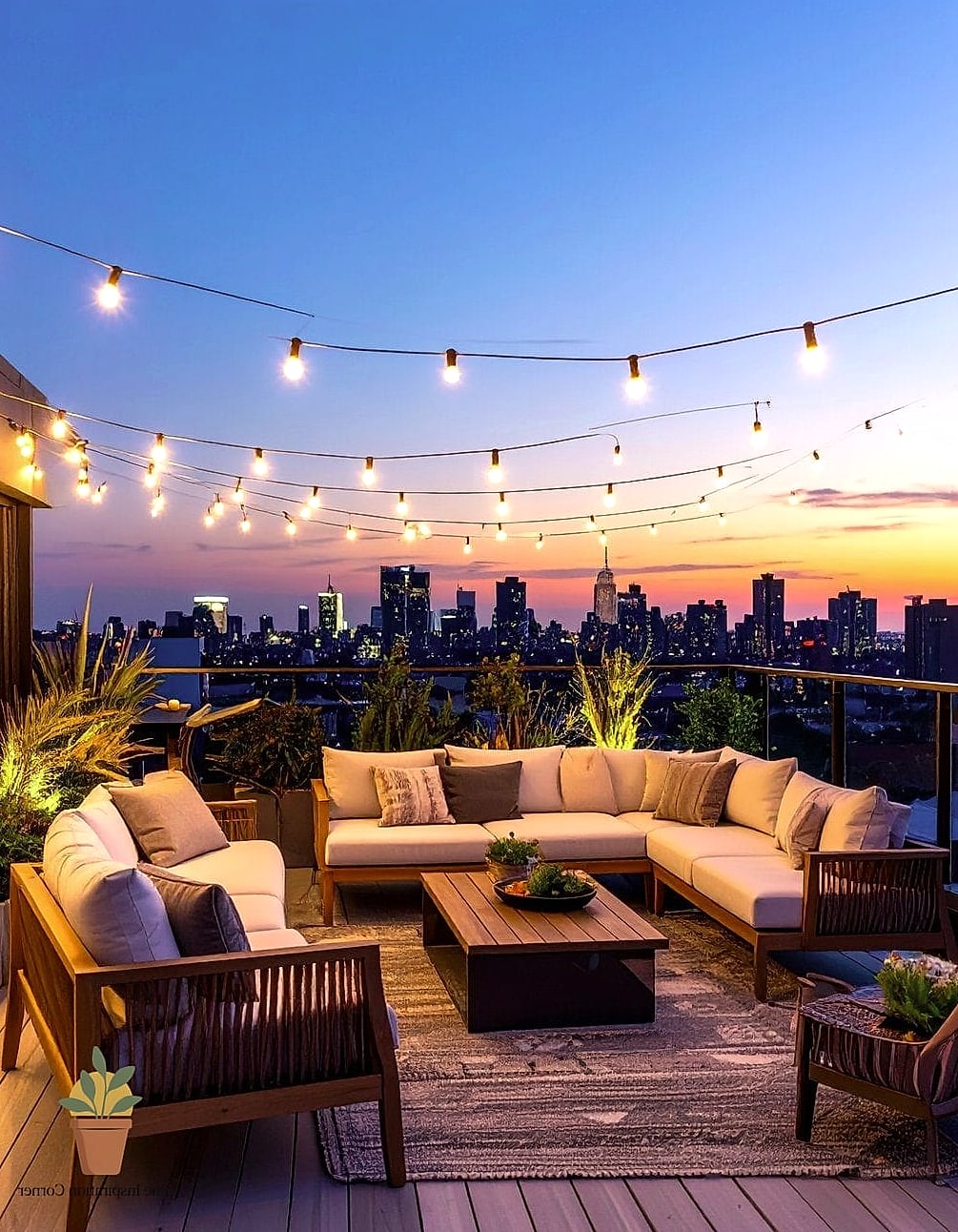 17 Rooftop Terrace Ideas That Will Transform Your Space 5 Install String Lights or Lanterns
