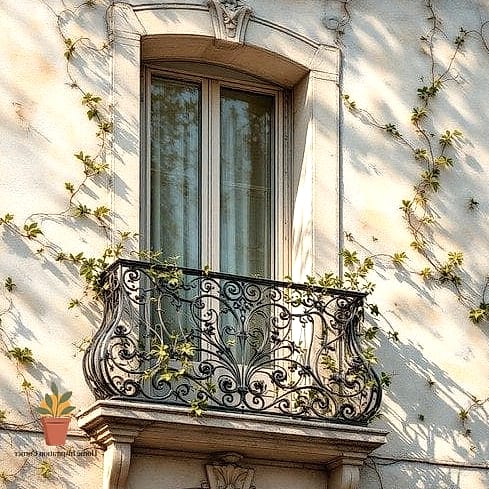 Iron Balcony with Ivy Climbing