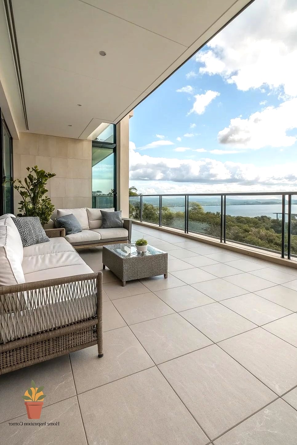 18 Balcony Tiles Ideas That Will Transform Your Space 11 Large Format Concrete-Look Tiles