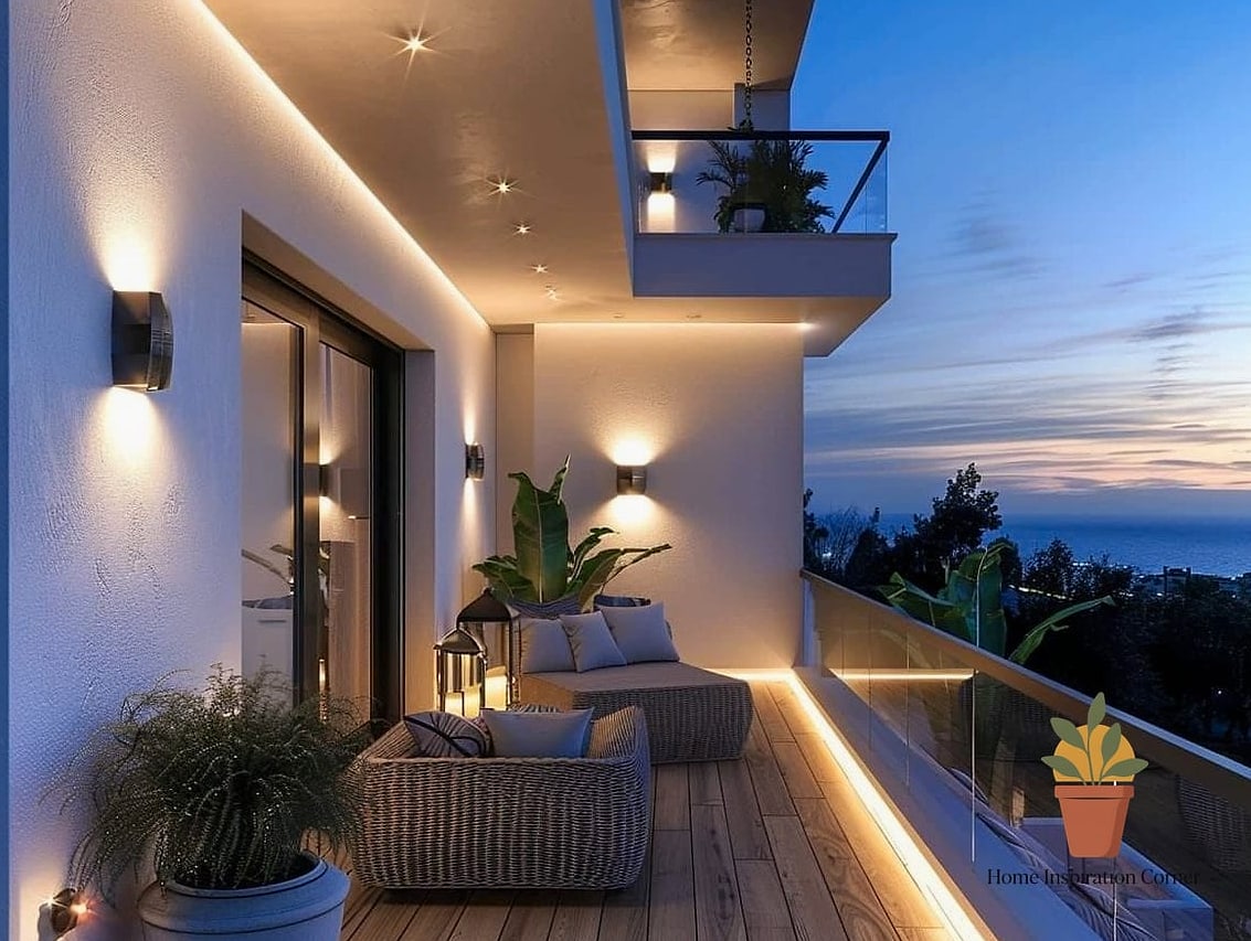 10 Creative Balcony Ideas House Ideas You Haven't Seen Before 7 A Layered Lighting Design with Warm and Cool Tones