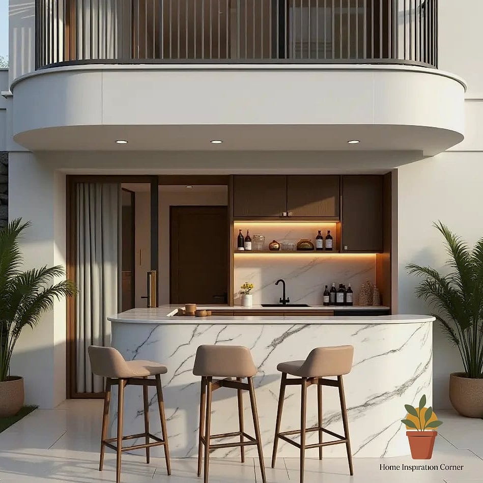 15 Balcony Bar Ideas From Homes We Absolutely Love 9 Marble-Top Bar Cart for a Luxe Look