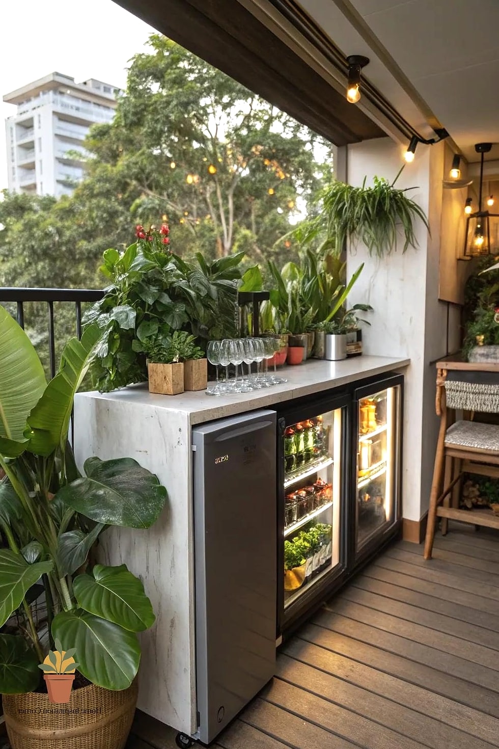 15 Balcony Bar Ideas From Homes We Absolutely Love 5 The Mini Fridge Bar Station