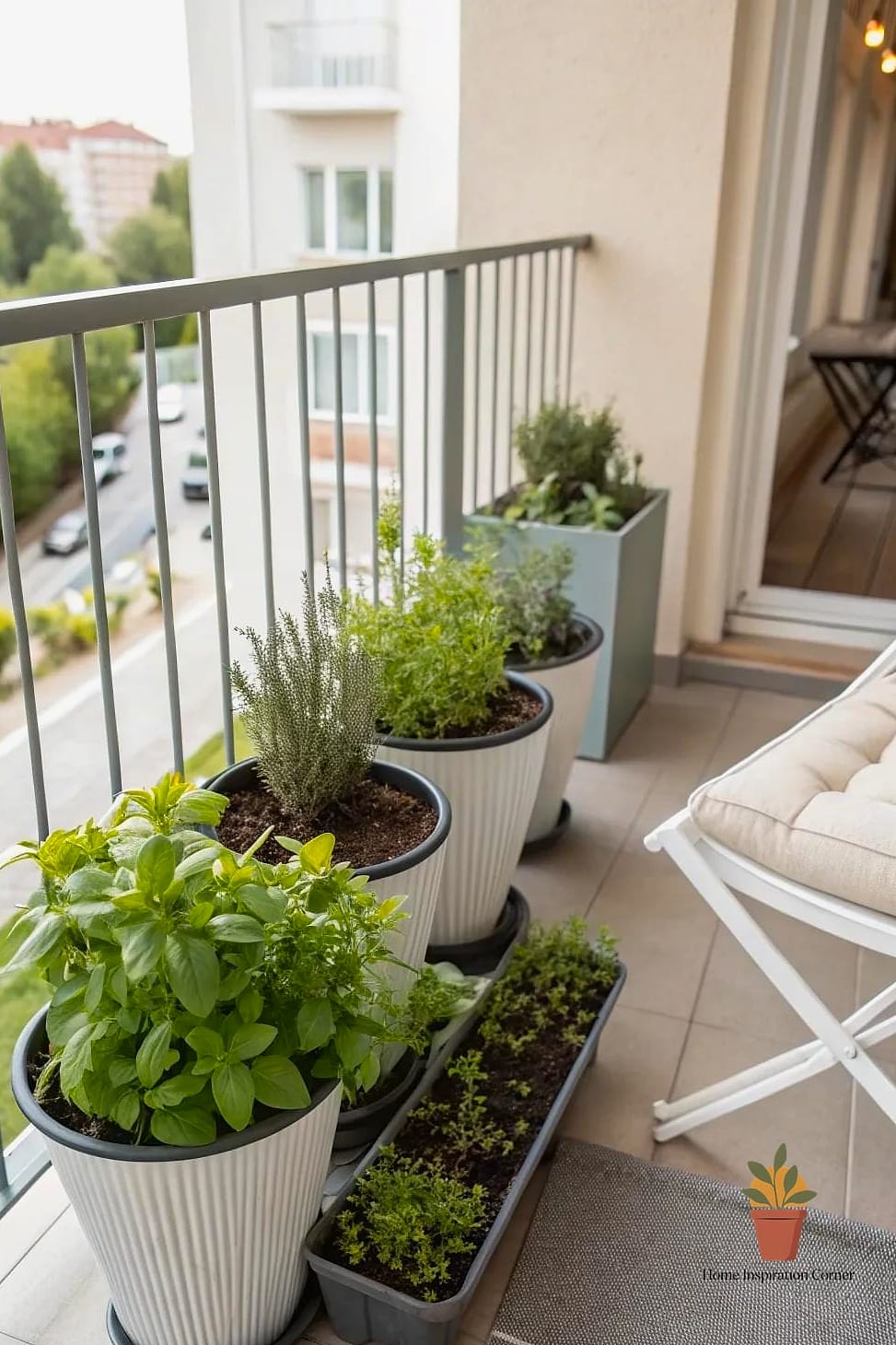 13 Small Balcony Decor Ideas From Homes We Absolutely Love 10 A Mini Herb Garden on the Railing