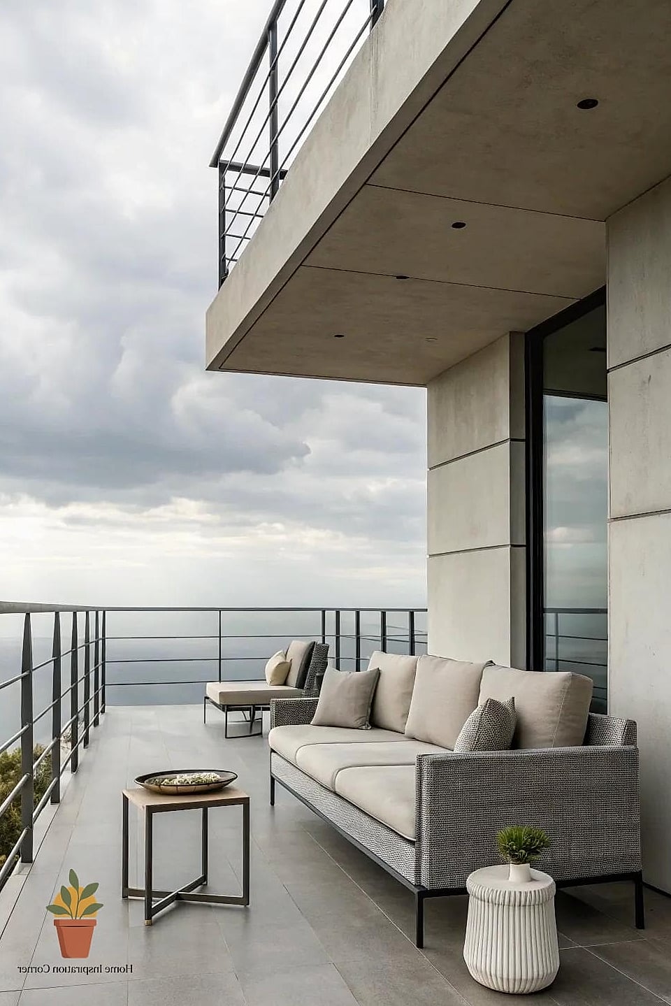 The Minimalist Concrete and Linen Balcony