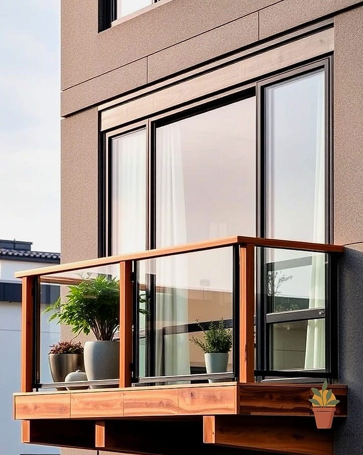 Mixed Glass and Wood Railing