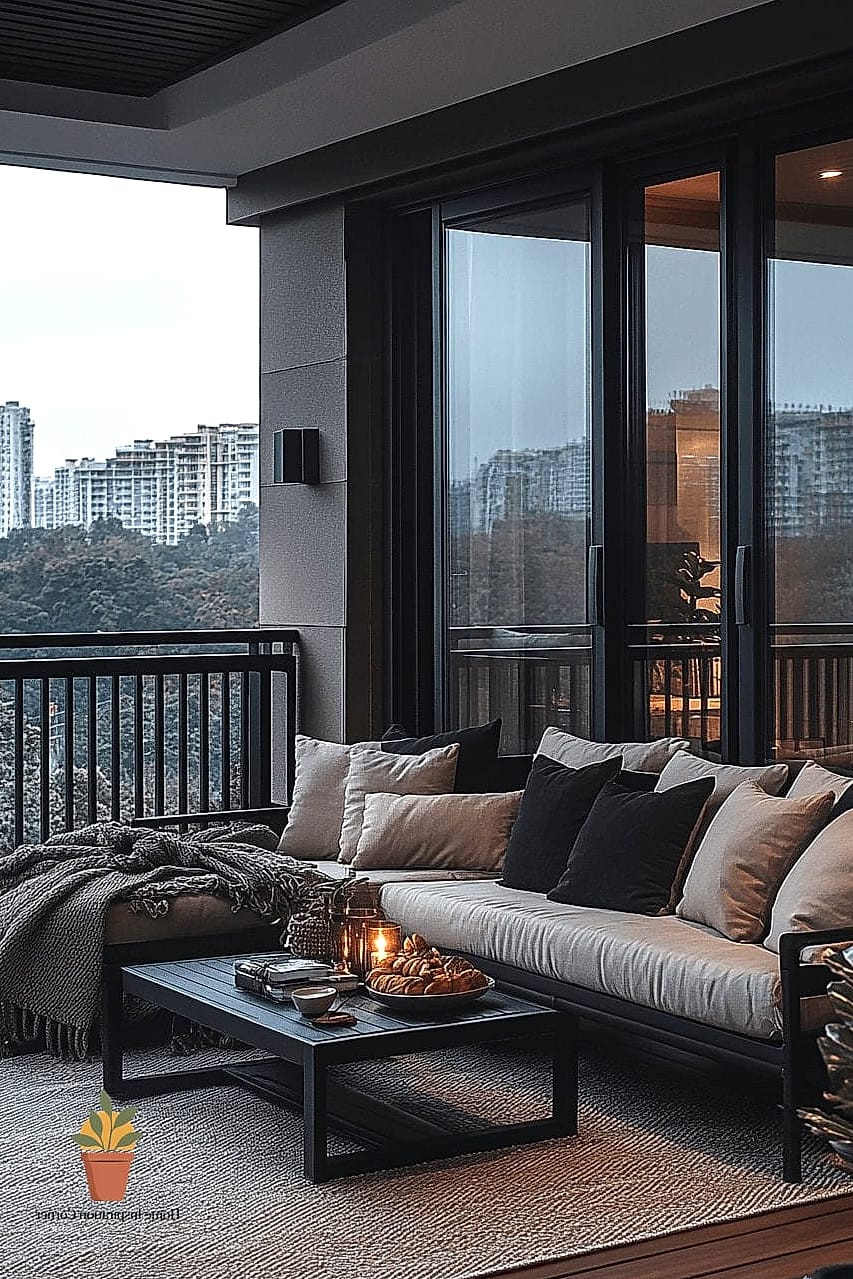 The Moody Black and Wood Balcony