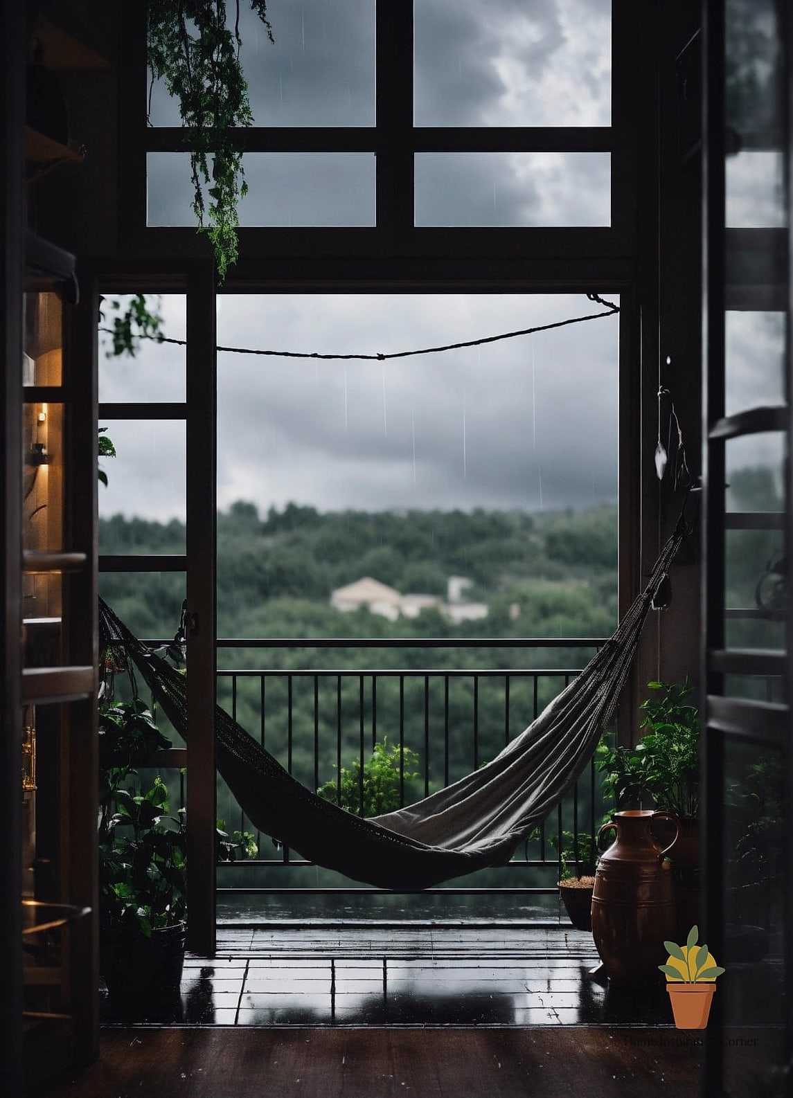 Moody Black and White Modern Balcony