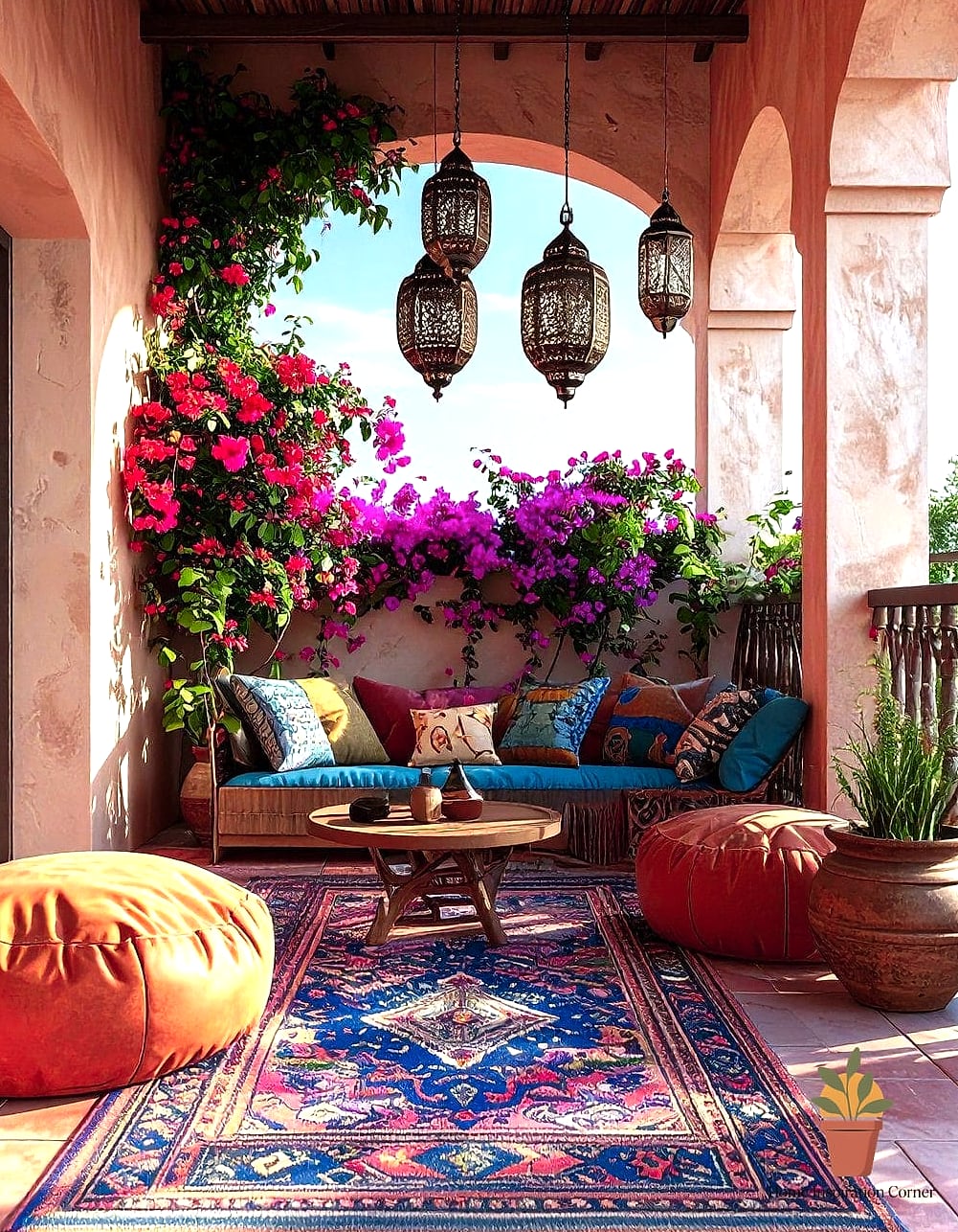 Moroccan-Inspired Lounge Balcony