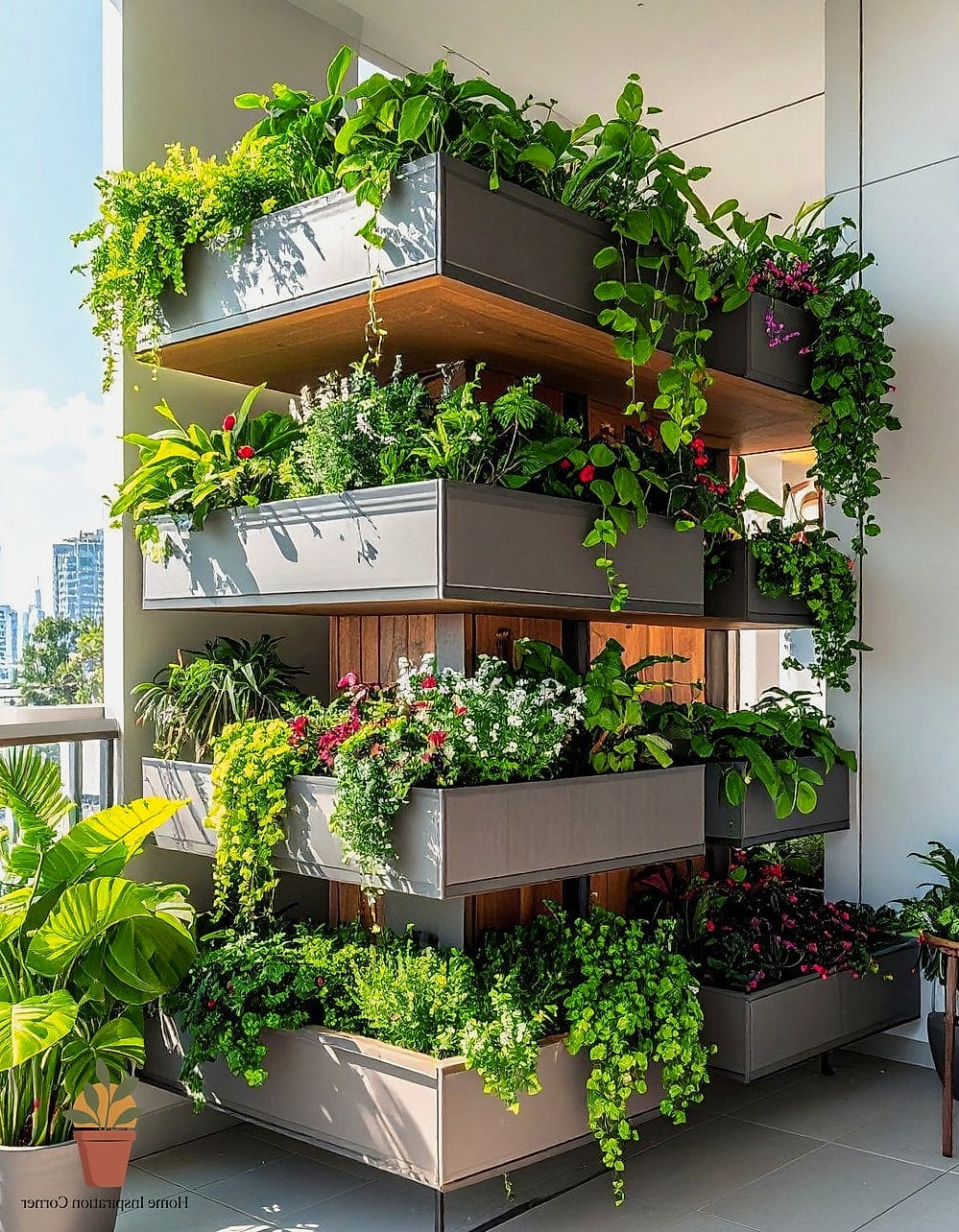 20 Small Balcony Looks We're Obsessed With This Year 21 Multi-Level Plant Stand Display