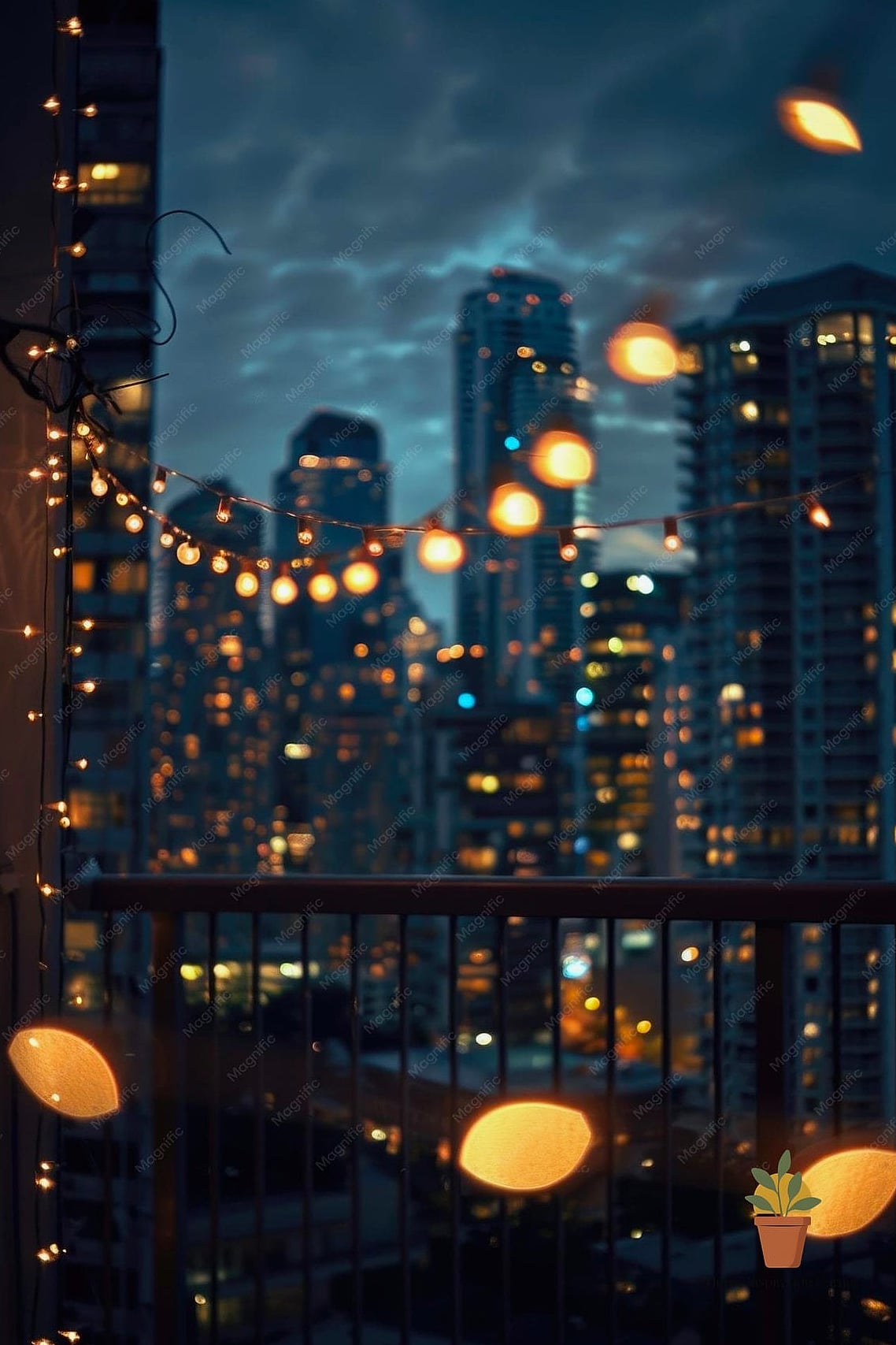 Nighttime City Lights Backdrop