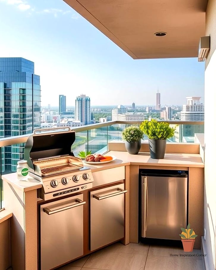 9 Creative Big Balcony Ideas Ideas You Haven't Seen Before 8 An Outdoor Kitchenette With a Bar Cart Base