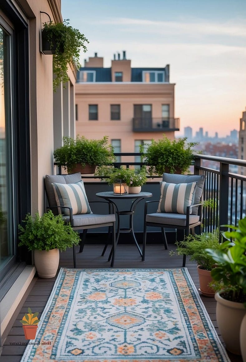 Outdoor Rug and Layered Textiles