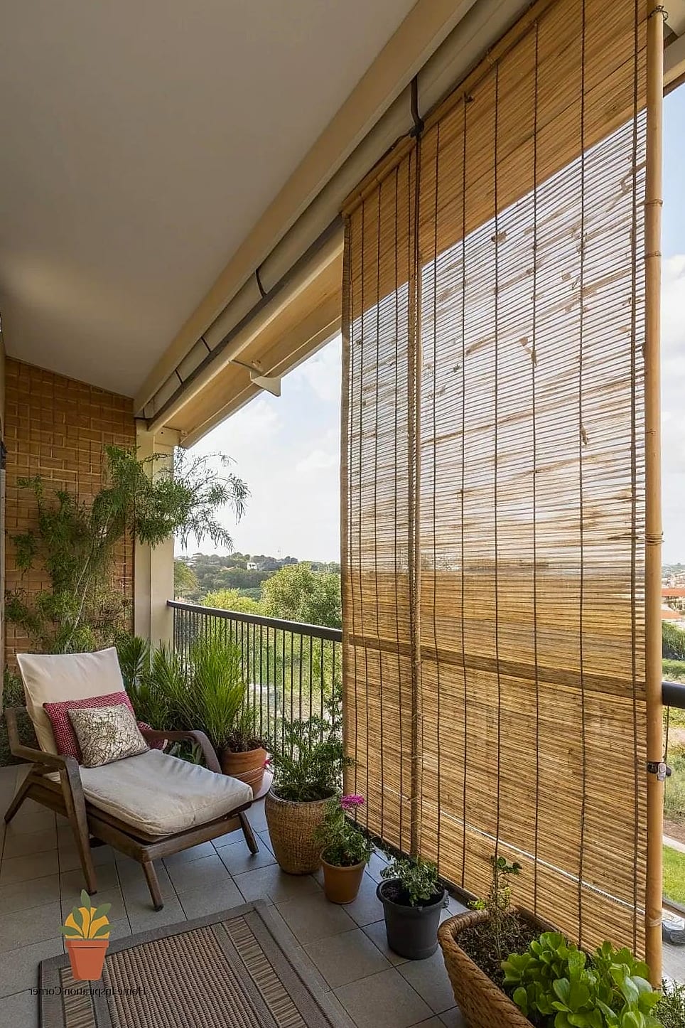 Privacy Screen with Faux Greenery